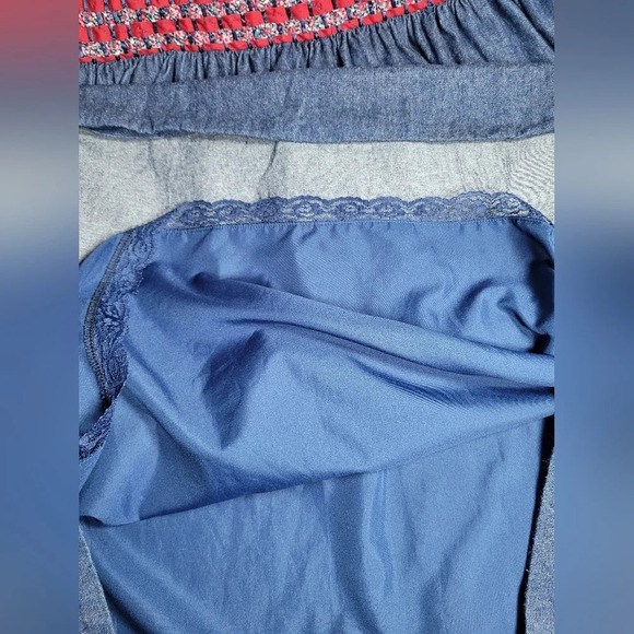 Handmade Geometric Lined Cottage Core Chambray Dress sz M/L - Picture 6 of 7